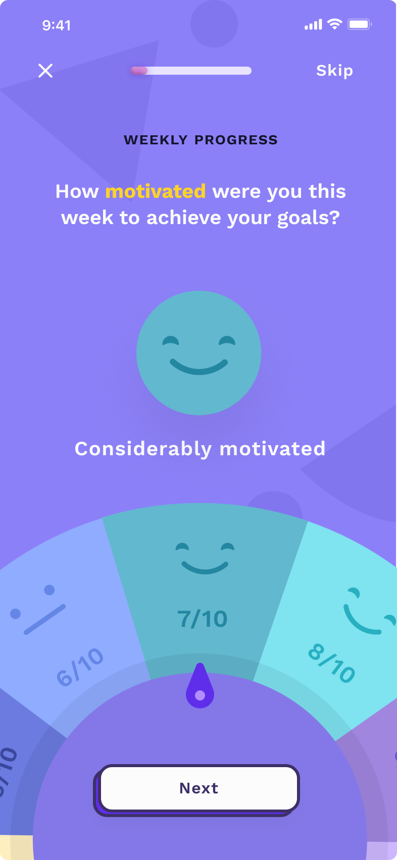 Metaboly — weekly motivation check-in